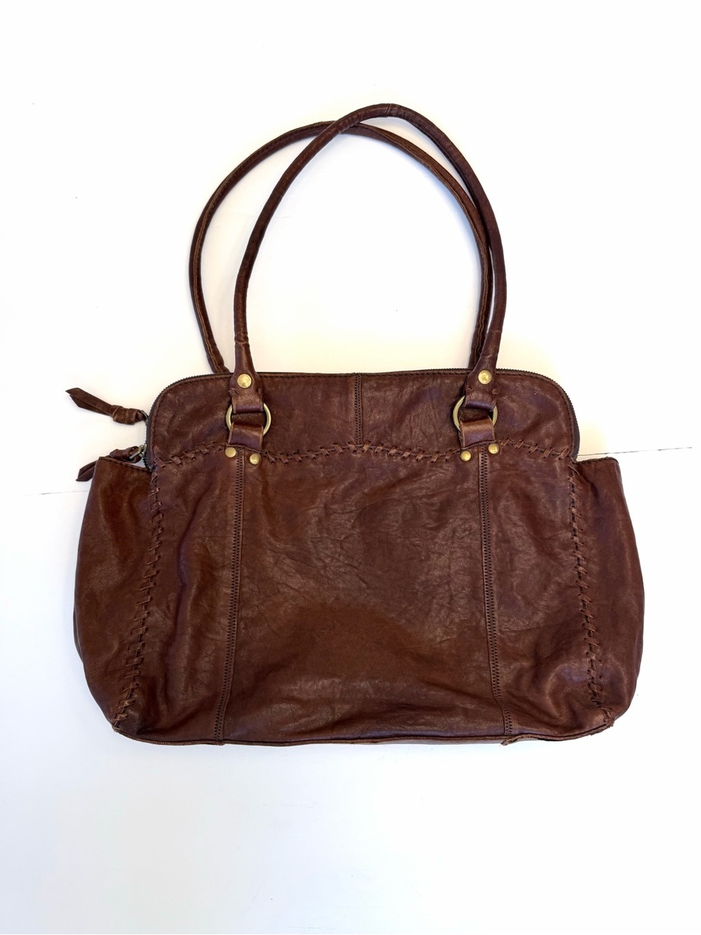 Italian 100% lamb leather brown Hobo X-Large Lucky brand bag purse